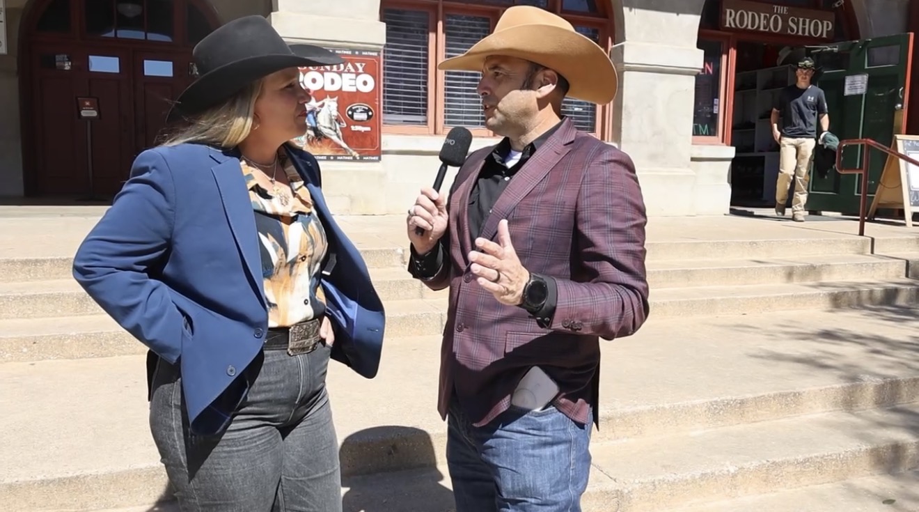 Matt interviewing a guest at the Fort Worth Stockyards
